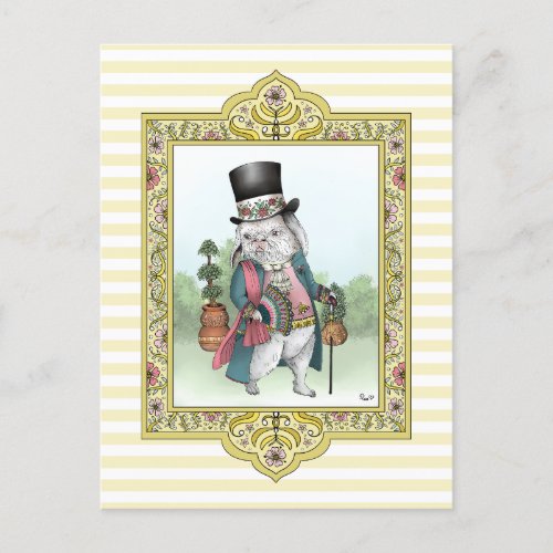 Alice in Wonderland White Rabbit Wearing Clothes Postcard