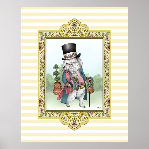 Alice in Wonderland White Rabbit Wearing Clothes Poster