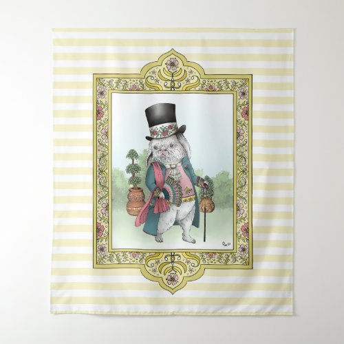 Alice in Wonderland White Rabbit Wearing Clothes Tapestry