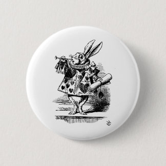 Alice in Wonderland White Rabbit with Trumpet Pinback Button