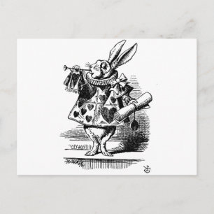 Alice in Wonderland White Rabbit with Trumpet Postcard