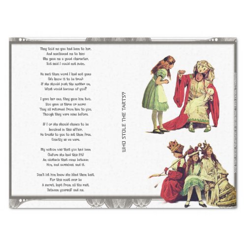 Alice in Wonderland Who Stole the Tarts Song Tissue Paper