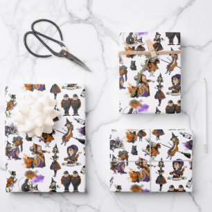 Alice In Wonderland Witches Rabbits Mad Hatter Wrapping Paper Sheets