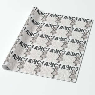 Alice In Wonderland With Drink Me Bottle Grunge Wrapping Paper