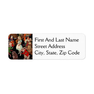 Alice in Wonderland with Friends Illustration Label