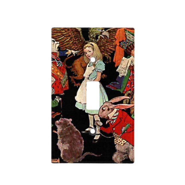 Alice in Wonderland with Friends Illustration Light Switch Cover (Front)