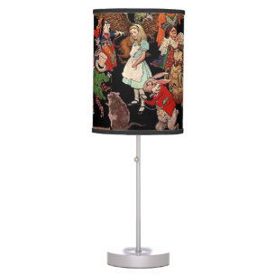 Alice in Wonderland with Friends Illustration Table Lamp