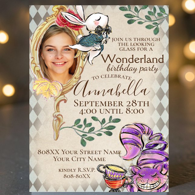 Alice in Wonderland with Photo Theme Party Invitation (Creator Uploaded)
