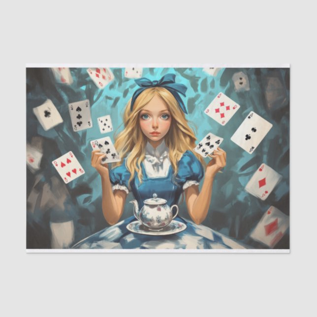 Alice in Wonderland with Playing Cards and Teapot Tissue Paper (Front)