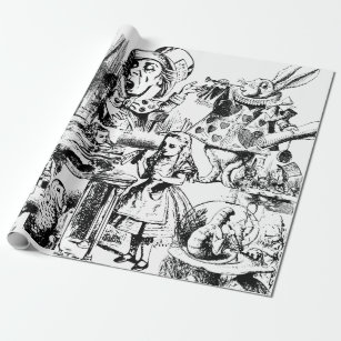 Mad Hatter White Rabbit ALICE IN WONDERLAND Wrapping Paper Size A1/A2/A3 