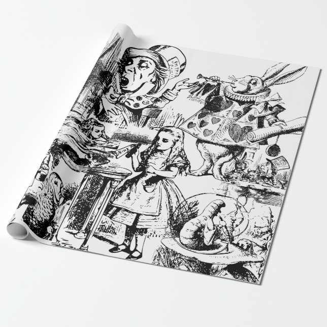 Alice in Wonderland Wrapping Paper (Unrolled)