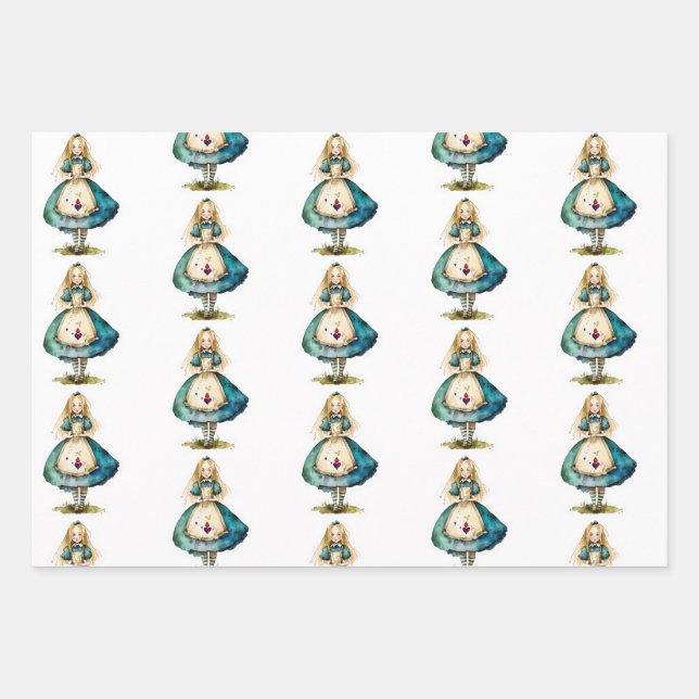 Alice in Wonderland Wrapping Paper Sheets (Front)