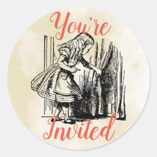 Alice in Wonderland You're Invited Key to Door Classic Round Sticker