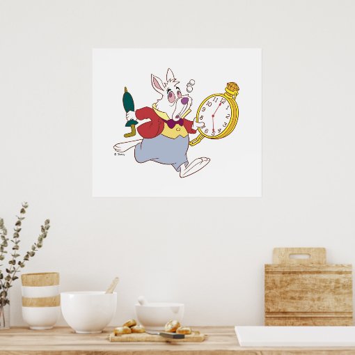 Alice in Wonderland's White Rabbit Running Disney Poster | Zazzle