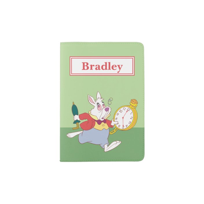 Alice in Wonderland's White Rabbit Running Name Passport Holder