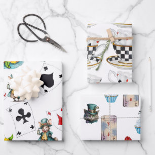 Alice in WonderlWrapping Paper Flat Sheet Set of 3