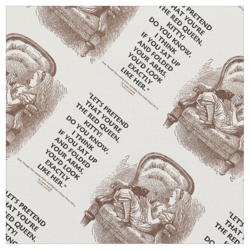 Alice Kitty Red Queen You'd Look Wonderland Quote Fabric