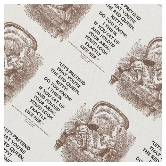 Alice Kitty Red Queen You'd Look Wonderland Quote Fabric (Close Up)