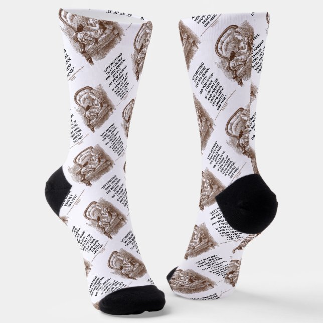 Alice Kitty Red Queen You'd Look Wonderland Quote Socks (Angled)