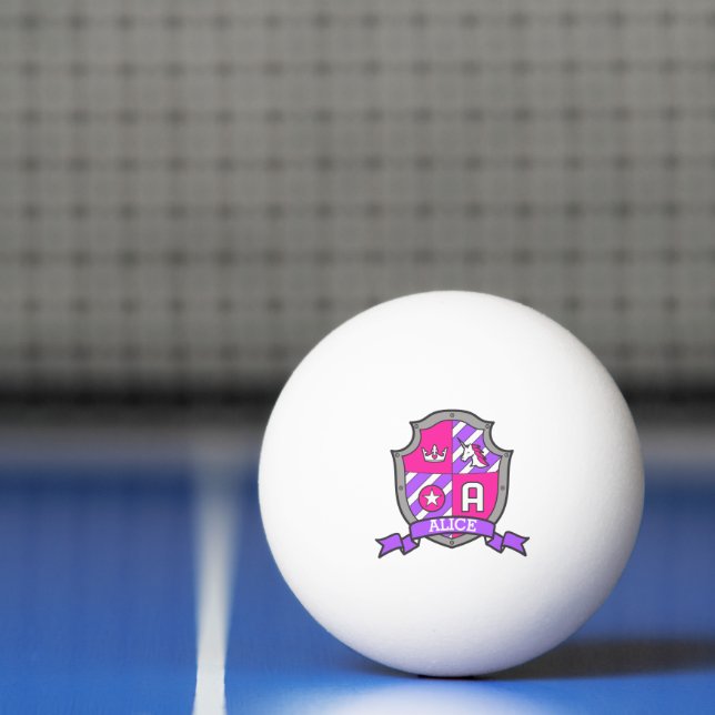 Alice letter A unicorn crest purple pink Ping Pong Ball (Net)