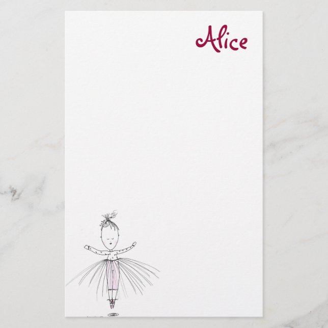 Alice - Little Dancer Personalized Stationery (Front)