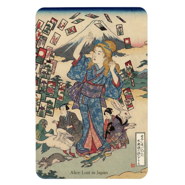 Alice Lost in Japan | Ukiyo-e Floating Wonderland Magnet (Vertical)