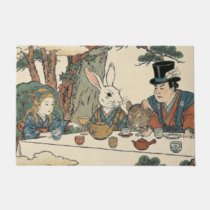 Alice Lost in Japan Ukiyo-e Mad Tea Party Doormat