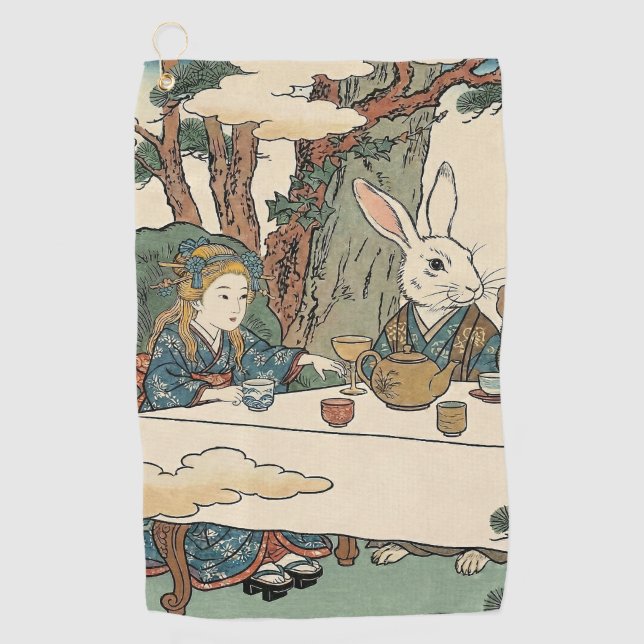 Alice Lost in Japan | Ukiyo-e Mad Tea Party Golf Towel (Front)