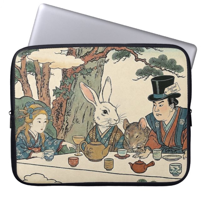 Alice Lost in Japan | Ukiyo-e Mad Tea Party Laptop Sleeve (Front)