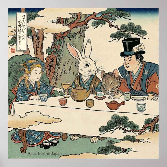 Alice Lost in Japan | Ukiyo-e Mad Tea Party Poster (Front)