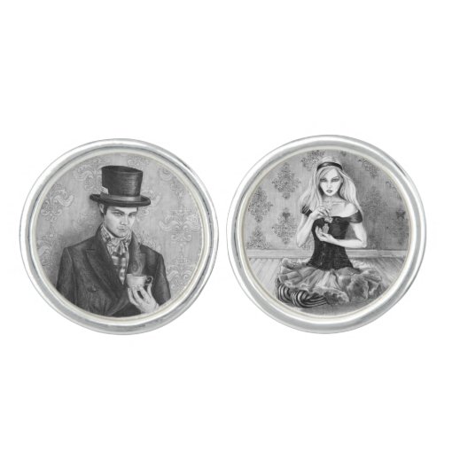 Alice & Mad Hatter Cuff Links Wonderland Cufflinks Zazzle