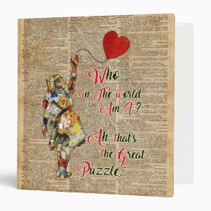 Alice,Mad Hatter &Rabbit Vintage Collage Quote Binder