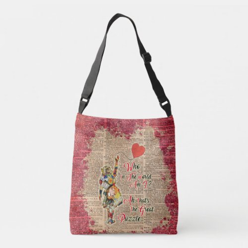 AliceMad Hatter Rabbit Vintage Collage Quote Crossbody Bag