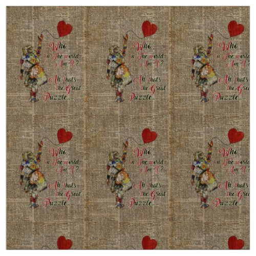 AliceMad Hatter Rabbit Vintage Collage Quote Fabric