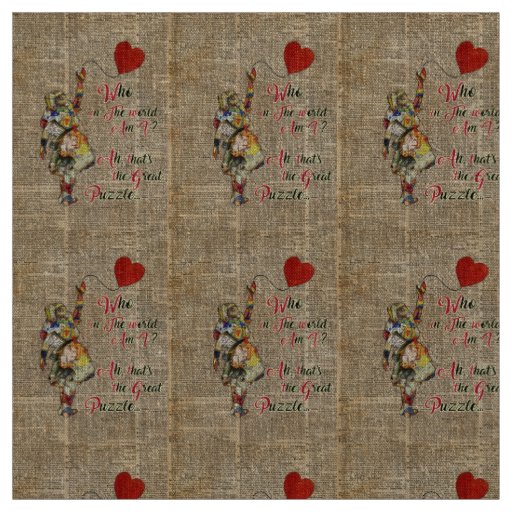 Alice,Mad Hatter &Rabbit Vintage Collage Quote Fabric