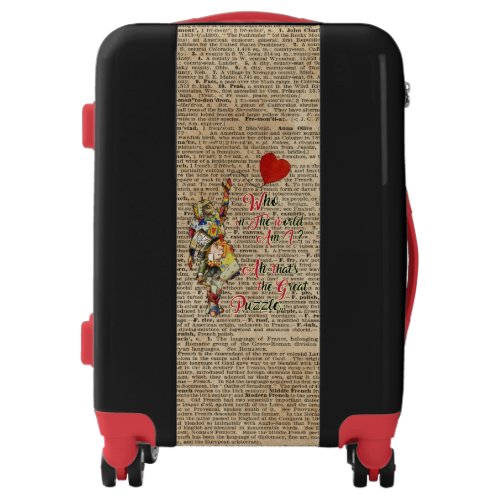 AliceMad Hatter Rabbit Vintage Collage Quote Luggage