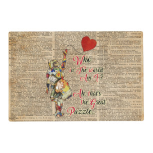 Alice,Mad Hatter &Rabbit Vintage Collage Quote Placemat