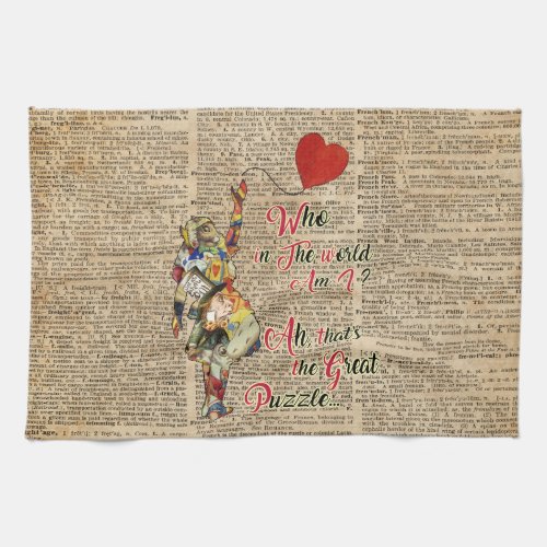 AliceMad Hatter Rabbit Vintage Collage Quote Towel