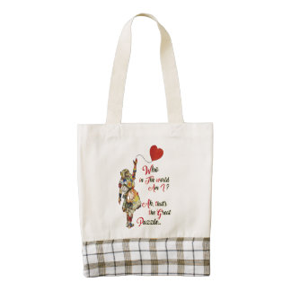 Alice,Mad Hatter &Rabbit Vintage Collage Quote Zazzle HEART Tote Bag