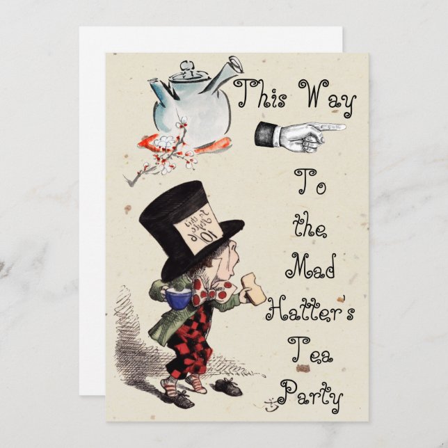 Alice -  Mad Hatter Tea Party 1865  Note Card (Front/Back)