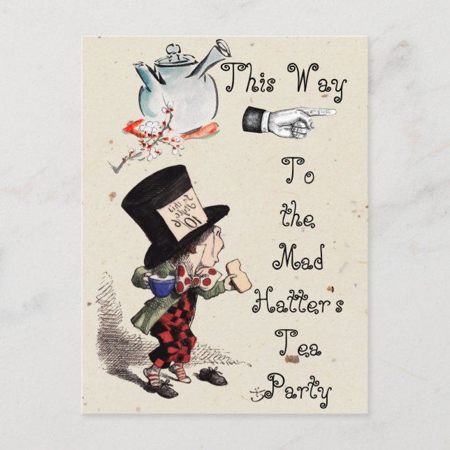 Alice -  Mad Hatter Tea Party 1865  Postcard (Front)