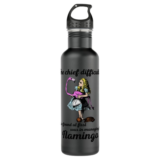 Alice Managing Flamingo Croquet Mallet And Hedgeho Stainless Steel Water Bottle (Front)