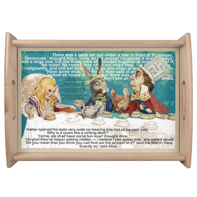 Alice meets Mad Hatter for Tea Serving Tray (Front)