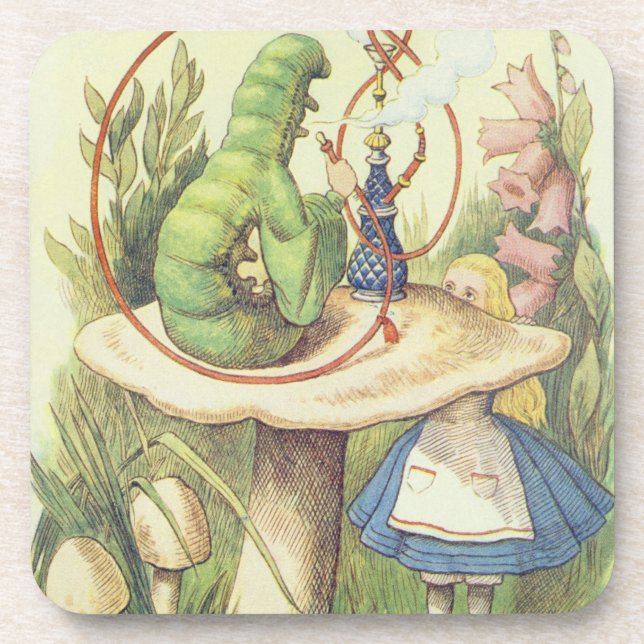 Alice Meets the Caterpillar Beverage Coaster (Front)
