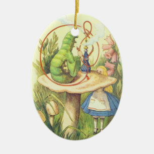 Alice Meets the Caterpillar Ceramic Ornament