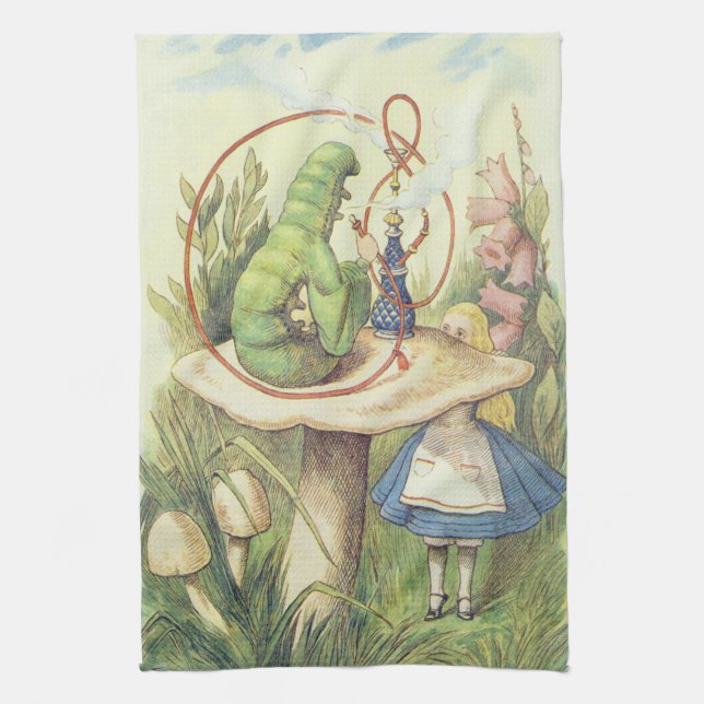 Alice Meets the Caterpillar Kitchen Towel (Vertical)