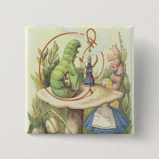 Alice Meets the Caterpillar Pinback Button (Front)