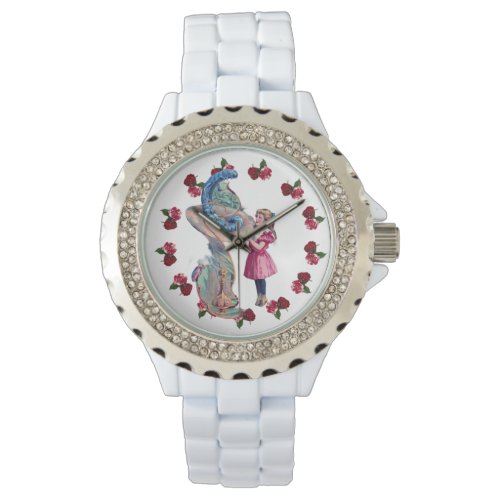 Alice Meets the Caterpillar Red Roses Watch