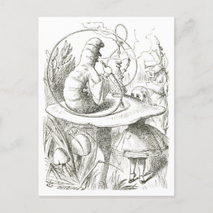 Alice Meets the Caterpillar Vintage Illustration Postcard