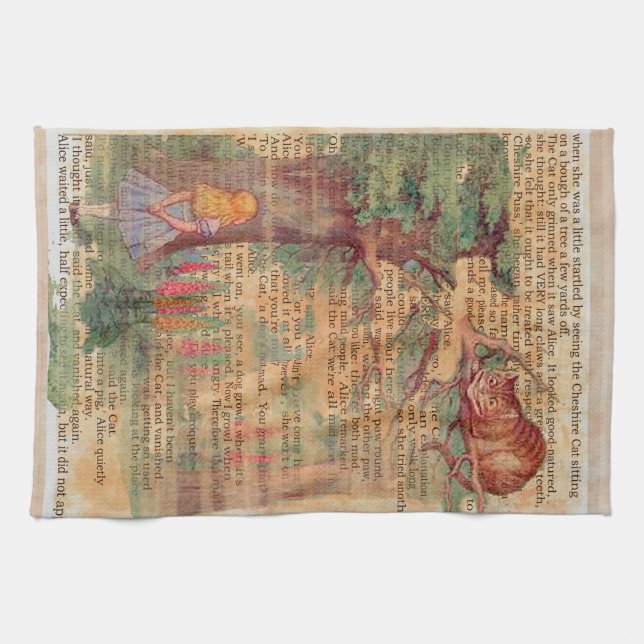 Alice meets the Cheshire .cat Towel (Horizontal)
